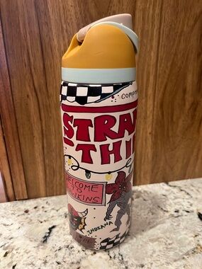 Stranger Things Graphic Water Bottle with Yellow Lid Accent